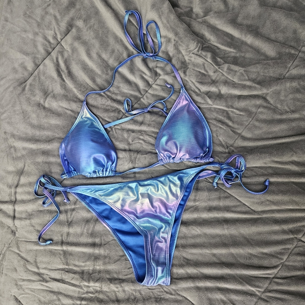 Iridescent Blue Purple String Bikini